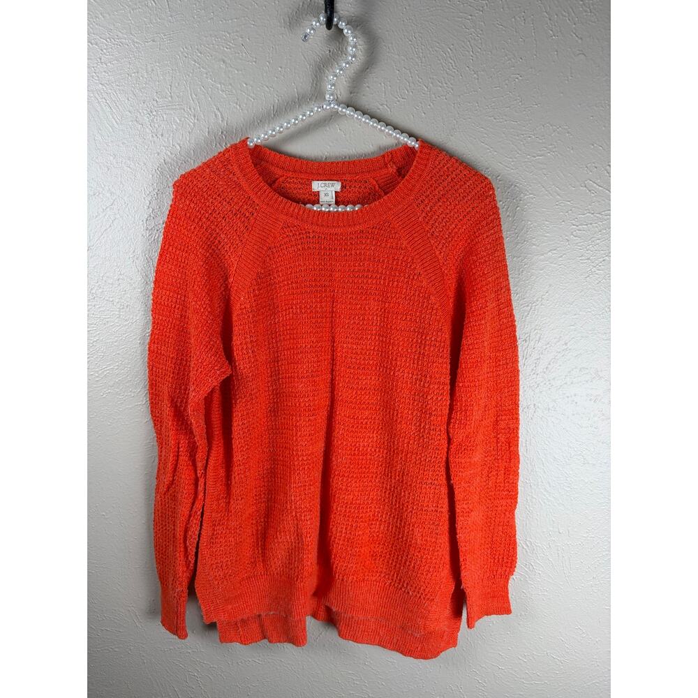 J.Crew Size XS Sweater Linen Orange Knit Pullover Comfy Oversized Relaxed Jumper